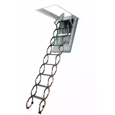 Лестница металлическая Fakro LSF Огнестойкая складная, ножничная 120*70см 300см