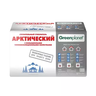 Утеплитель Green Planet Арктический полиэфирное MicroFiber волокно 1000*600*100мм 3.60м2 0.360м3 полиэфирное волокно