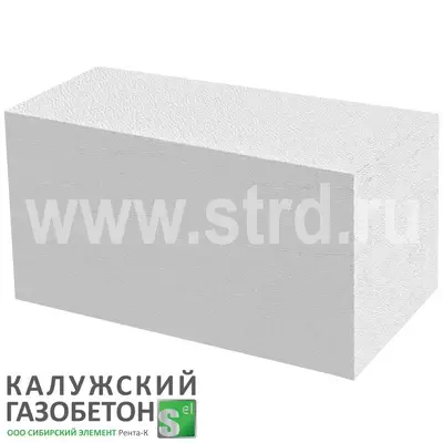 Блок газобетонный Калужский стеновой 625*300*250 D600кг/м3 В3,5