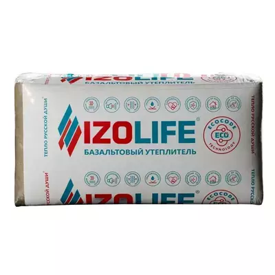 Утеплитель Izolife Л-35 Проф (компр 50%) 1200*600*100мм 5.76м2 0.576м3 минвата (базальт)