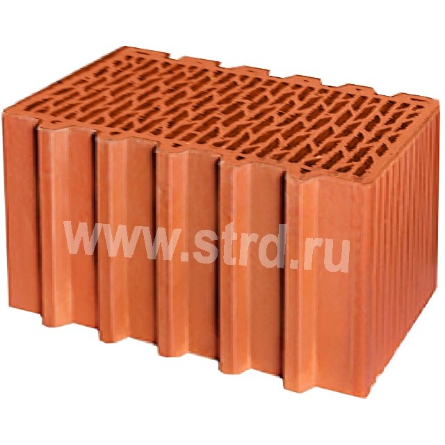 Керамический блок теплая керамика пустотелый 10,7 NF LUX Красный рифленый рабочий размер 380мм 250*380*219мм М150кг/см2 Гжель